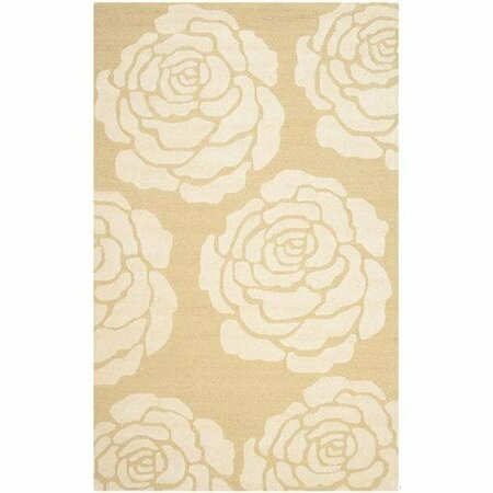 SAFAVIEH 6 x 9 ft. Cambridge Hand Tufted Medium Rectangle Area RugLight Gold & Ivory CAM782Q-6